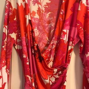 Jones New York Pink and Orange Floral Wrap Dress